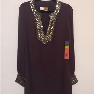 Brand New w/ Tag Tory Burch shirt dress in Plum